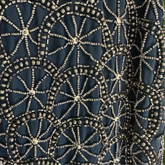 NWT Apricot Navy Blue Beaded Halterneck Bodice Chiffon Skirt Mini Dress UK 8 - Picture 2 of 13